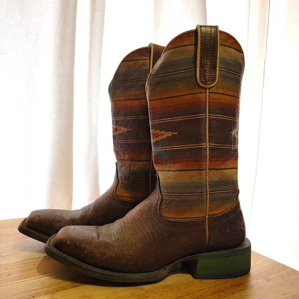 Ariat Women's Circuit Savanna Lizzard Print & Vintage Serape Square Toe Boots - Picture 1 of 5